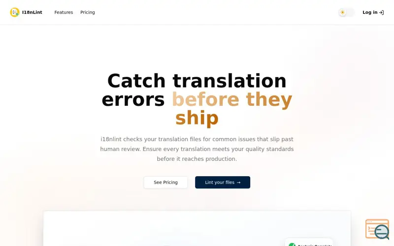 Screenshot of Translation Validator