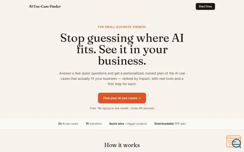 Screenshot of AI Use-Case Finder
