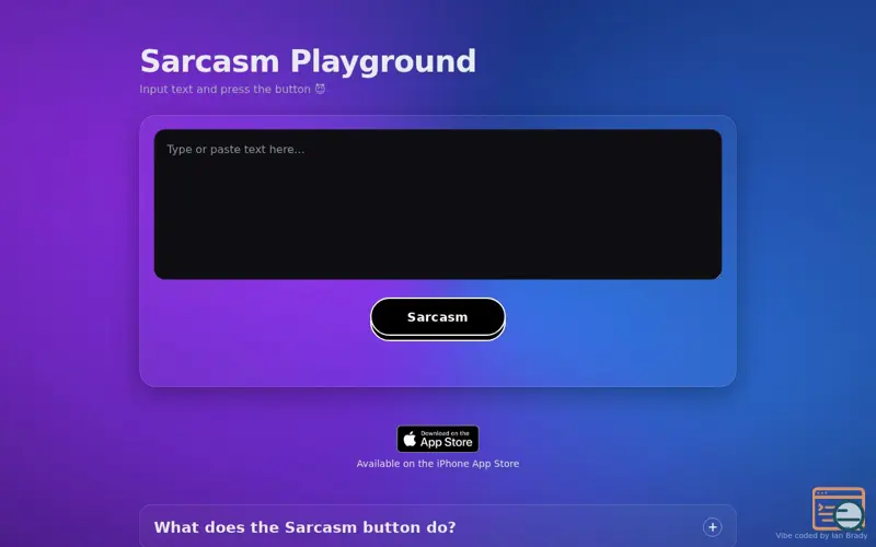 Screenshot of Sarcasm — Microsite