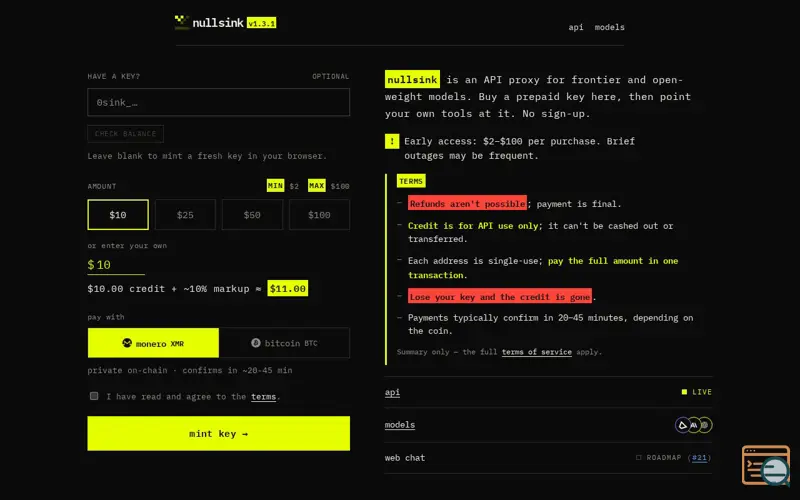 Screenshot of nullsink