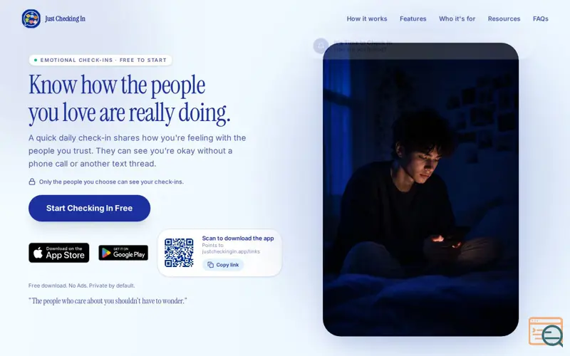 Screenshot of Just Checking In