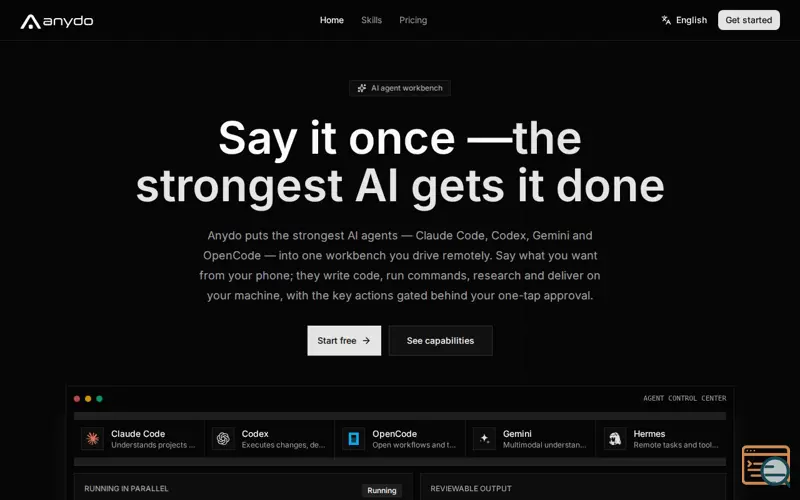 Screenshot of Anydo - Claude Code 与 Codex 的远程 AI 编程工作台