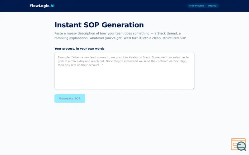 Screenshot of FlowLogic AI