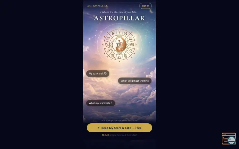 Screenshot of AstroPillar