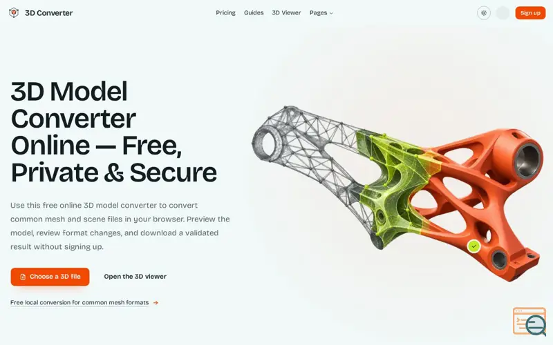 Screenshot of 3D Converter - Convert files for CAD, printing, and the web