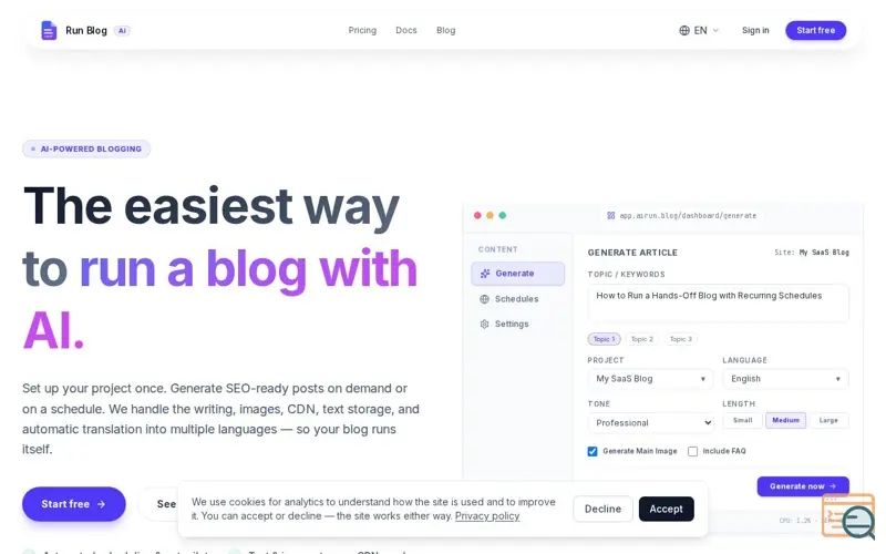 Screenshot of Run Blog