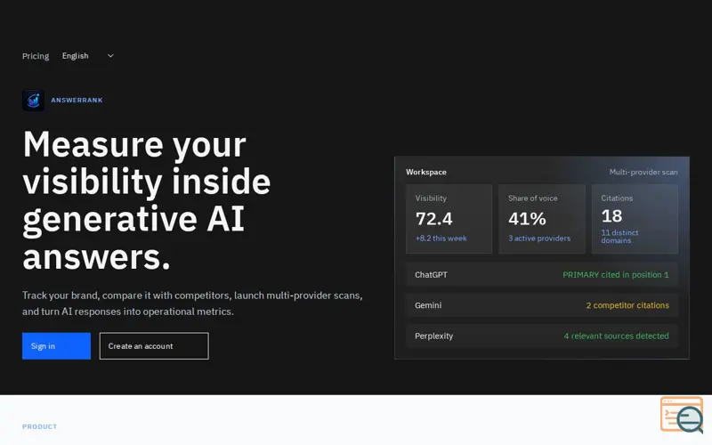 Screenshot of AnswerRank