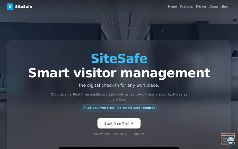 Screenshot of SiteSafe