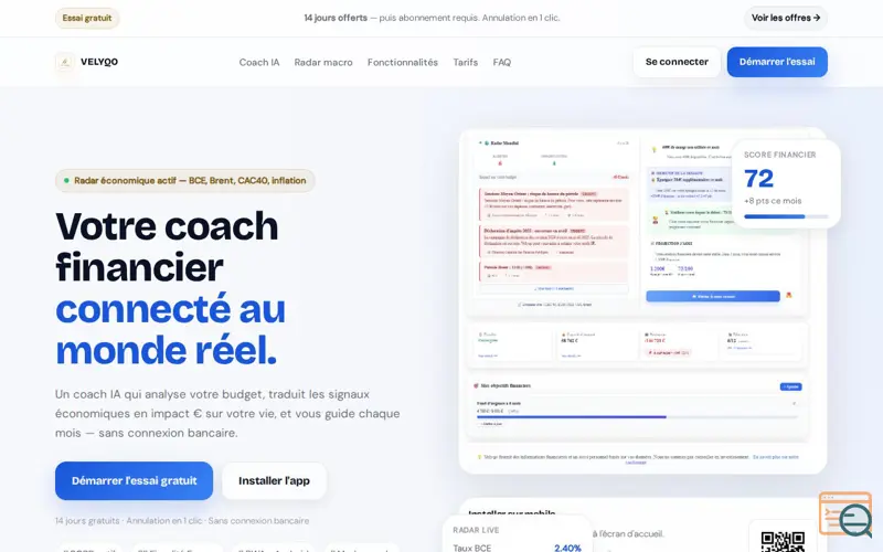 Screenshot of Velyqo — AI financial coach