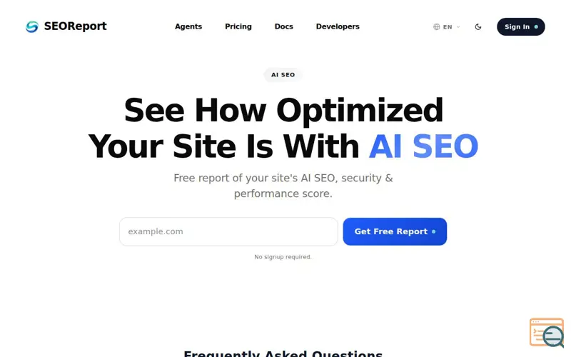 Screenshot of SEOReport