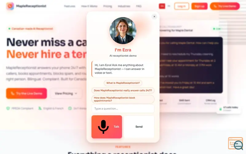 Screenshot of MapleReceptionist