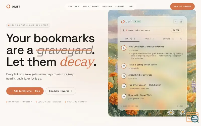 Screenshot of Omit - Self-destructing bookmarks