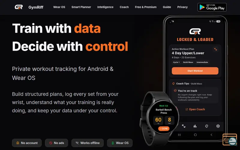 Screenshot of Private Workout Tracker for Android & Wear OS