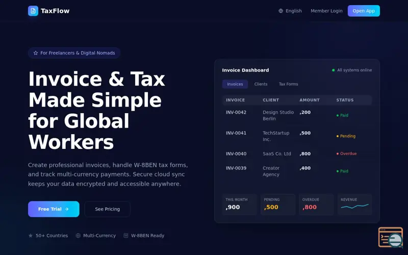 Screenshot of TaxFlow