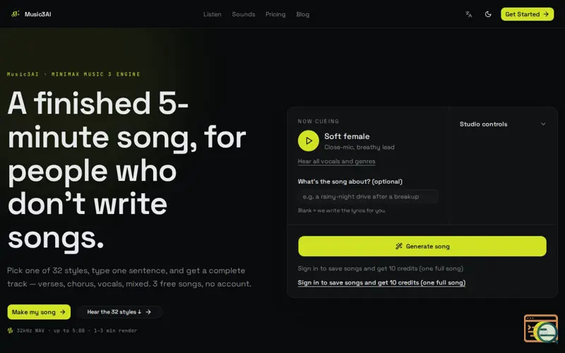 Screenshot of Music3AI
