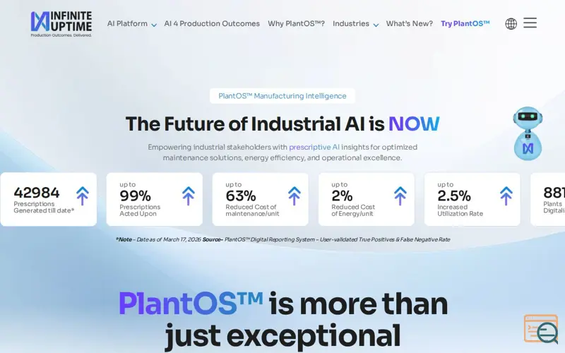 Screenshot of PlantOS™ - Prescriptive AI