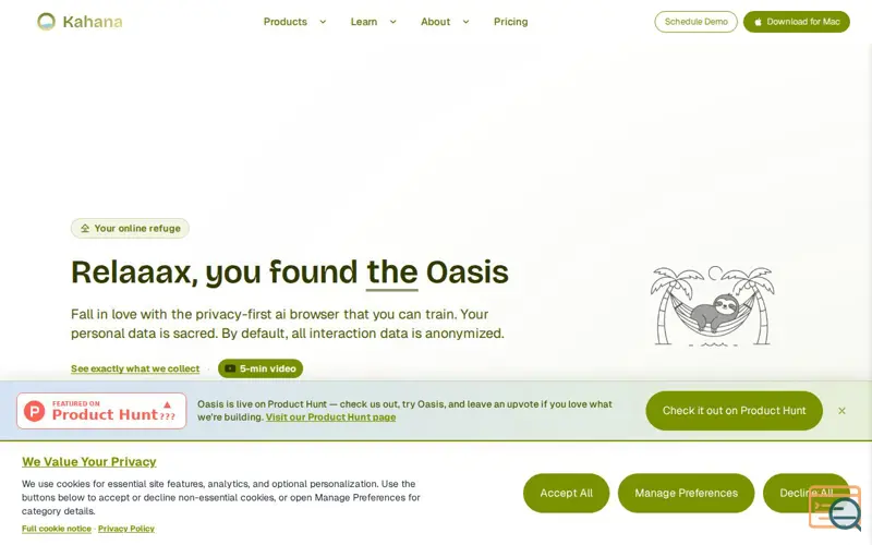 Screenshot of Oasis Browser for Mac