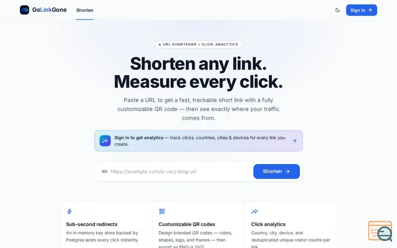 Screenshot of GoLinkGone