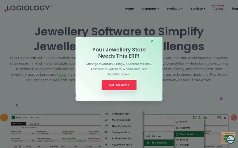 Screenshot of Jewellery Software