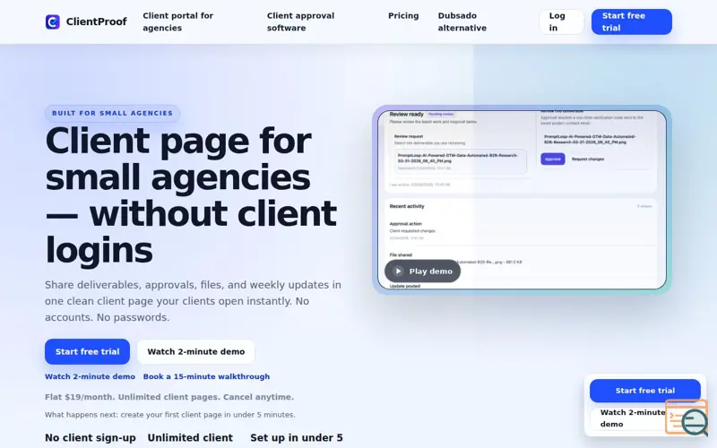 Screenshot of ClientProof