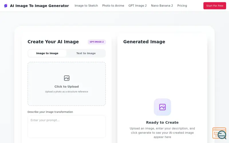 Screenshot of AI Image to Image Generator
