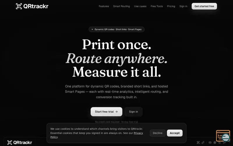 Screenshot of QRtrackr