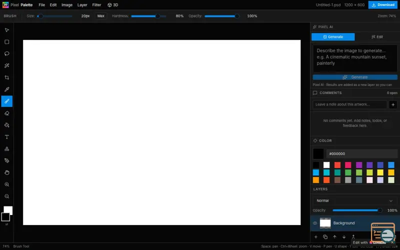 Screenshot of Pixel Palette — Web Image Editor