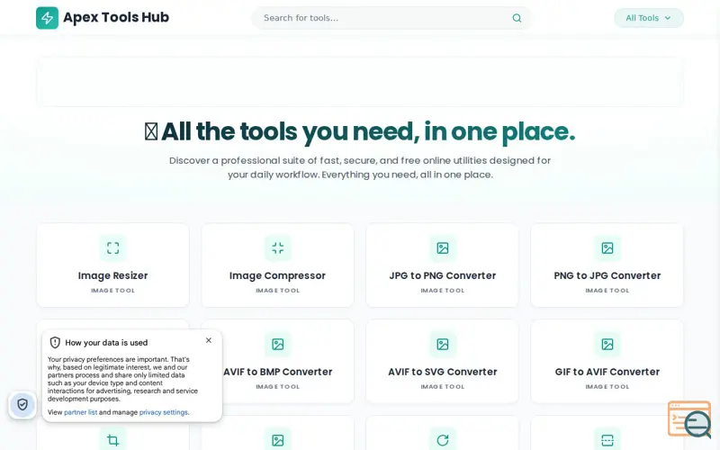 Screenshot of Apex Tools Hub