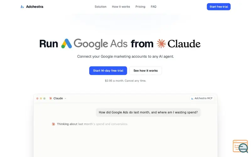 Screenshot of Adchestra — Run Google Ads from your AI