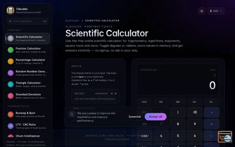 Screenshot of Claculex