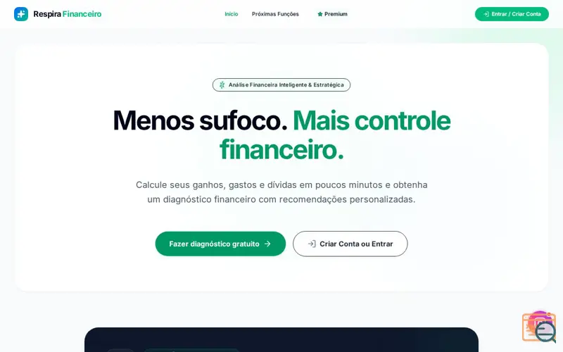 Screenshot of Respira Financeiro