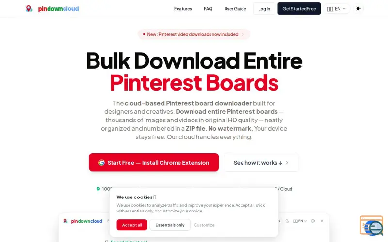 Screenshot of PinDownCloud