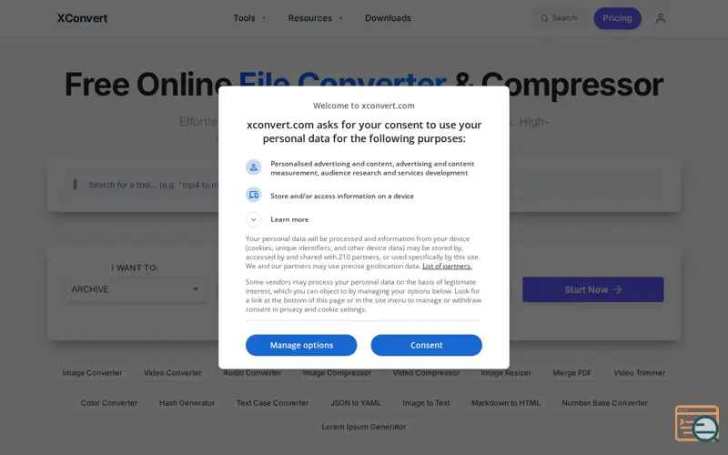 Screenshot of XConvert