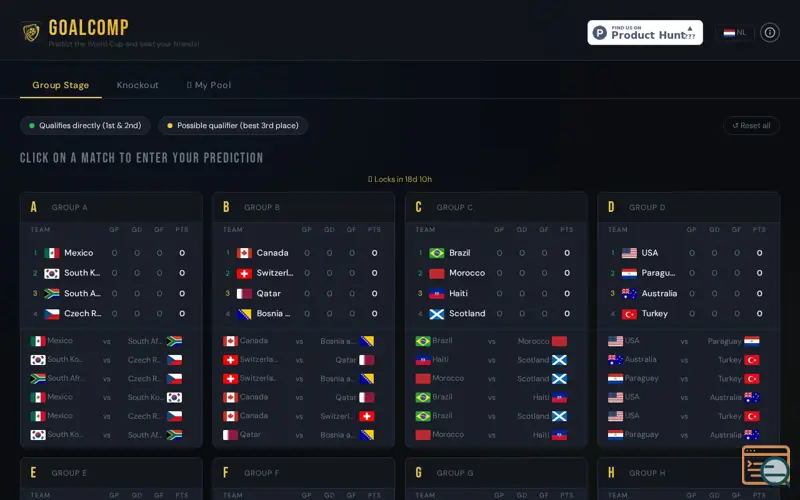 Screenshot of GoalComp