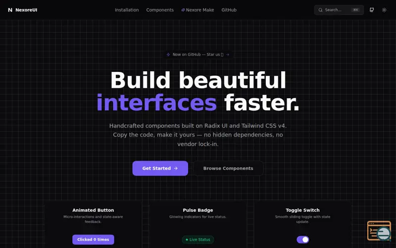 Screenshot of NexoreUI