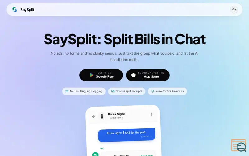 Screenshot of SaySplit