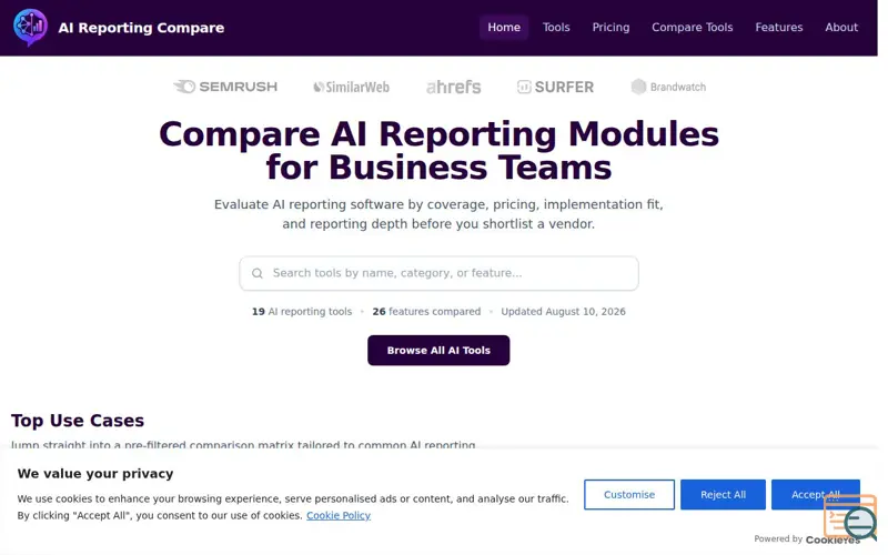 Screenshot of AI Reporting Compare