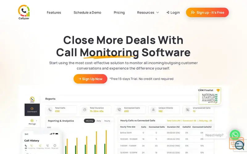 Screenshot of Call Monitoring Software - Callyzer