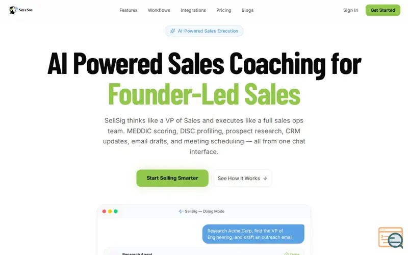 Screenshot of Sellsig AI Sales Coach