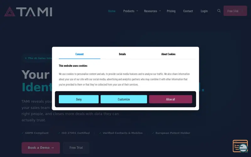 Screenshot of TAMI, a launch using Wistia