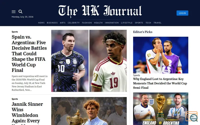 Screenshot of The UK Journal, a launch using Nextend Social Login