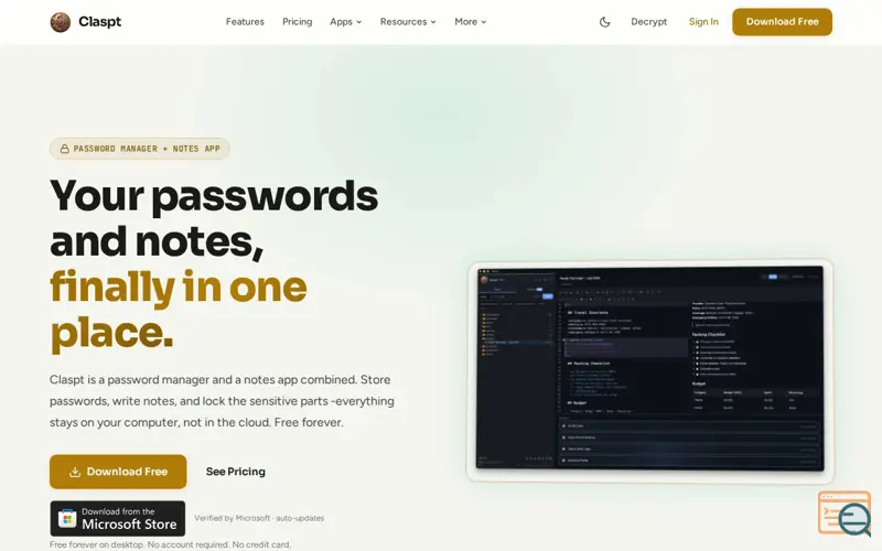 Screenshot of Claspt