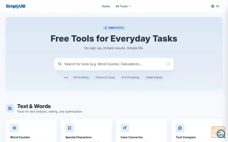 Screenshot of SimplyUtil