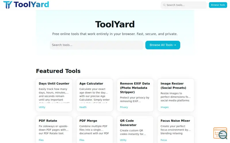 Screenshot of ToolYard
