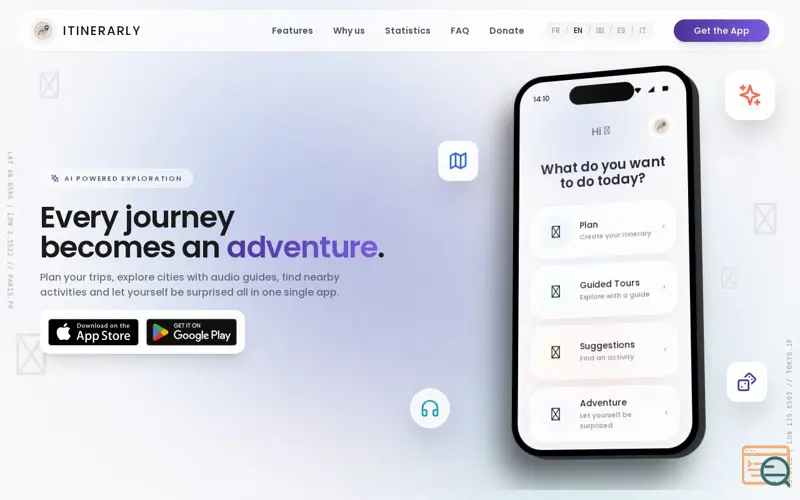 Screenshot of Itinerarly