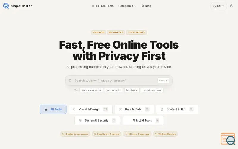 Screenshot of SimpleClickLab