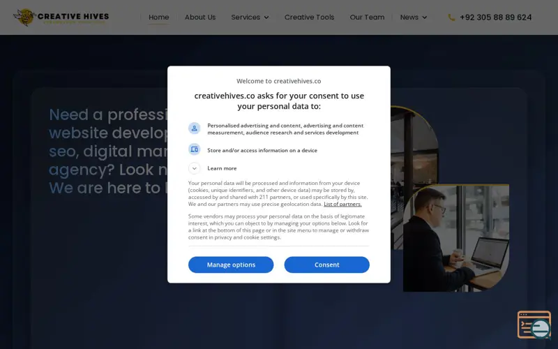 Screenshot of Creative Hives, a launch using Trouble Free Hosting DNS