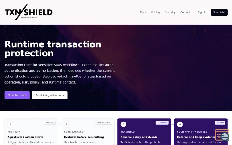 Screenshot of TxnShield