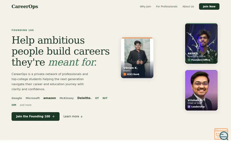Screenshot of CareerOps — Founding 100