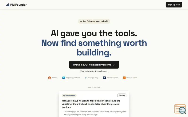 Screenshot of PMFounder
